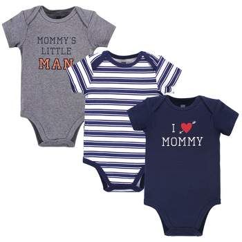 Hudson Baby Infant Boy Cotton Bodysuits 3pk, Boy Mommy