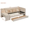 Luxystar Twin Size Upholstered Daybed with 2 Drawers, Shelves, 3 Flip Cabinets and Side Table - 2 of 4