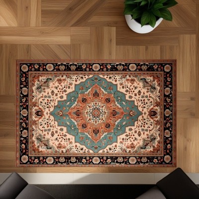 FURNIinspire Floor Mats Indoor Living Room Rug Washable Vintage Area Rugs Non Skid Carpet for Bedroom Offcie, Home Decor, Yellow, 60"*84"