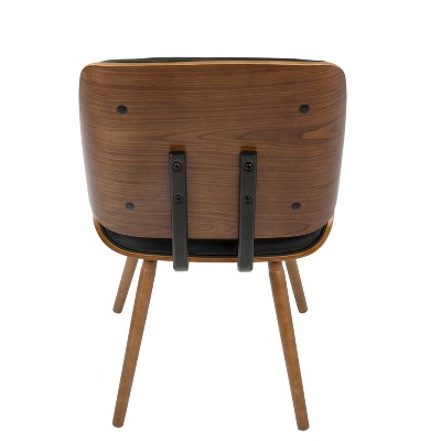 Walnut and Black Faux Leather High Slat Upholstered Side Chair