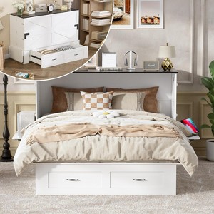 PAKASEPT Queen Murphy Bed, Murphy Cabinet Bed with Storage &Charging Station, Bed Frame with Foldable Panel and Hidden Space, for Bedroom/Guest Room - 1 of 4