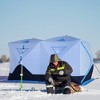 Outsunny 4/8 Person Ice Fishing Shelter with Padded Walls, Thermal Waterproof Portable Pop Up Ice Tent with 2 Doors, Light Blue - 3 of 4