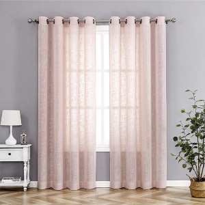 Kate Aurora 2 Pack Lux Thread Premium Woven Grommet Top Sheer Curtain Panels - 1 of 4