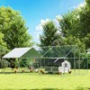 PawHut Large Metal Chicken Coop, Walk in Chicken Run for Yard with Waterproof & Anti-UV Cover, Roosting Bar, Nesting Box, 9.8' x 19.7' x 6.4' - 3 of 4