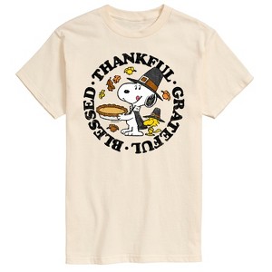 Men's - Peanuts - Thankful Grateful Blessed Short Sleeve Graphic T-Shirt - 1 of 4