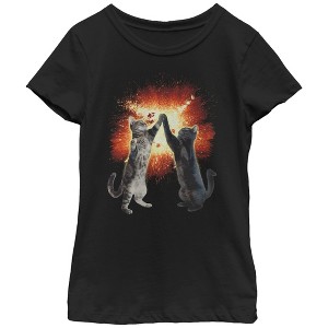 Girl's Lost Gods Cat High Five Explosion T-Shirt - 1 of 3