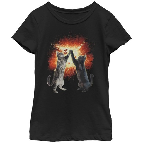 Girl's Lost Gods Cat High Five Explosion T-Shirt - image 1 of 3