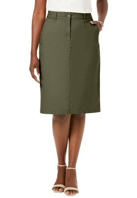 Jessica London Women's Plus Size Stretch Cotton Chino Skirt - 28 W