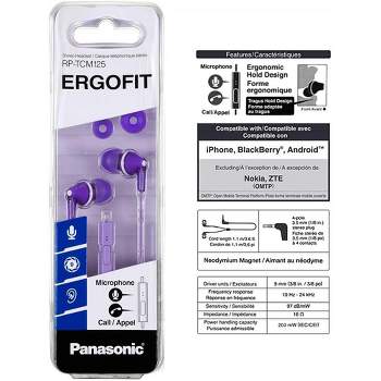 PANASONIC ErgoFit Earbud Headphones with Microphone RP-TCM125-V PURPLE