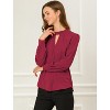 INSPIRE CHIC Women's Office Keyhole Elegant Stand Collar Long Sleeve Back Neck Button Blouse - 3 of 4