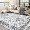 Boho Chic Washable Area Rug - Ultra-Thin Non-Slip Low Profile Indoor Carpet with Oriental Distressed Pattern for Bedroom Nursery Entryway - 2 of 4