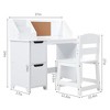 Study Desk and Chair Set with Bookshelf, Bulletin Board, and Cabinets for Kids Ages 3-8, White - 3 of 4