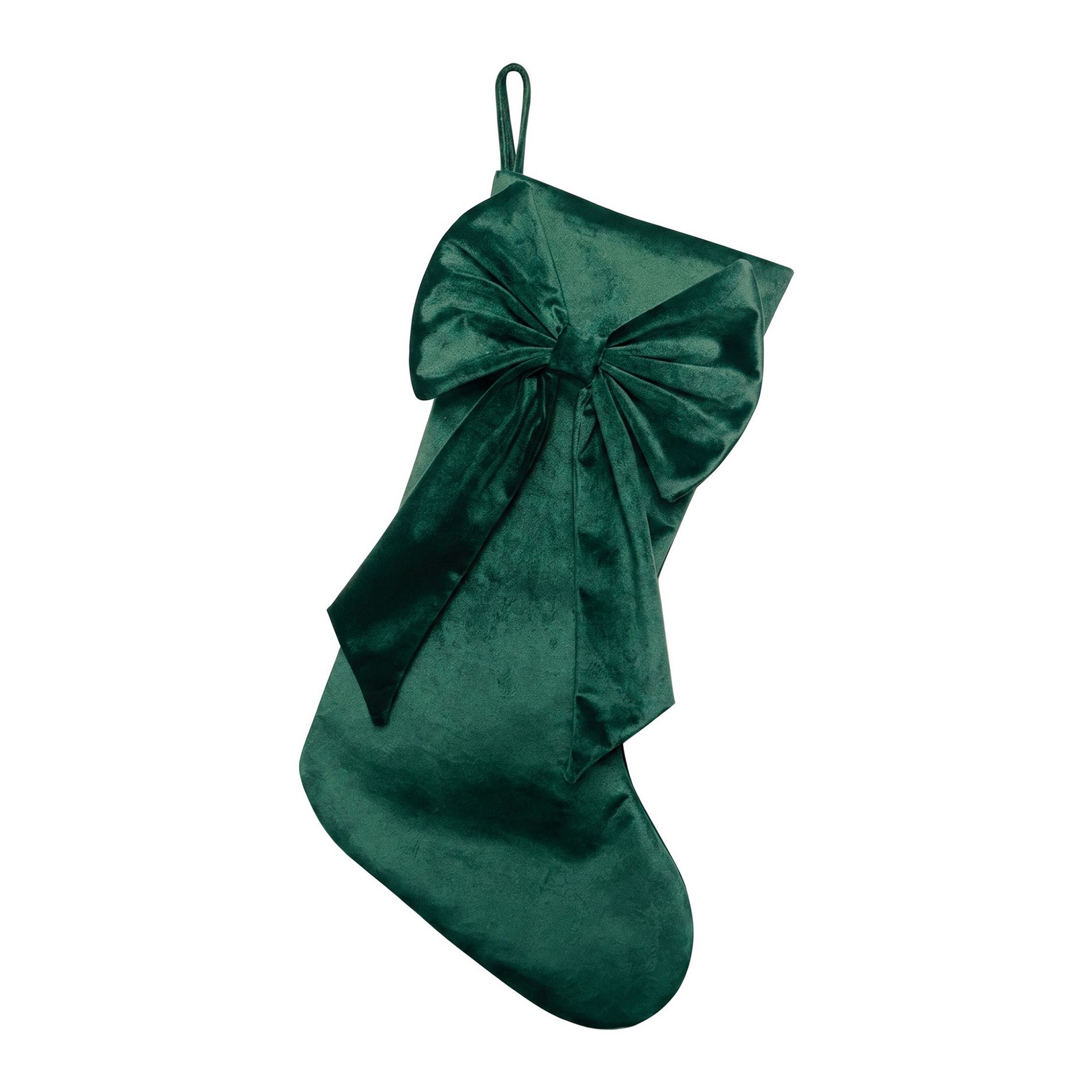 REGALWOVEN Velvet Bow Christmas Stocking Double Layer Cottagecore Decor Sock 1Pc
