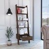TOAOTBNBO Leaning-Ladder Bookshelves, Five Open Stroage Bookcase with 1 Drawer Wood Standing Book Shelf for Home Office, Brown - 4 of 4