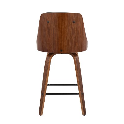 Gianna 26" Walnut and Black Faux Leather Swivel Counter Stools