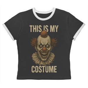Rerun Island Women This Is My Costume Evil Clown Short Sleeve Graphic Cotton Retro Vintage Ranger Baby Tee - 1 of 4