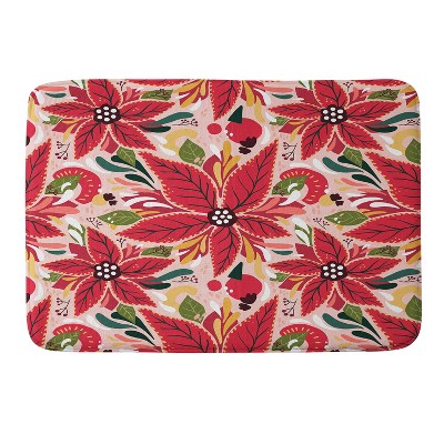 Avenie Abstract Floral Poinsettia Red Memory Foam Bath Mat - Deny ...