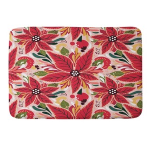 Avenie Abstract Floral Poinsettia Red Memory Foam Bath Mat - Deny Designs - 1 of 4