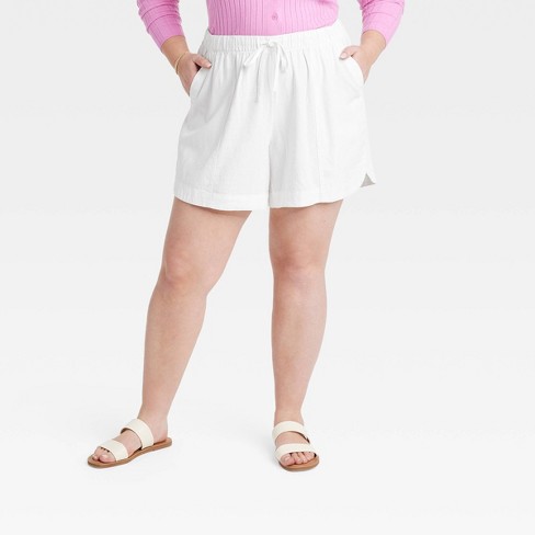 Women's Adaptive High-Rise Linen Easy Pull-On Shorts - Universal Thread™  White 1X