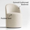 Modern Upholstered Dining Chair with Castors Round Dining Room Chair with Cushioned Backrest Linen Barrel Dining Chair for Kitchen -Tanpinhause - 4 of 4