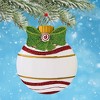Polarx 4.0 Inch Christmas Ball Christmas Tree Ornament , Christmas Decor Snowflakes Stripes Bow (1PC) - 2 of 4
