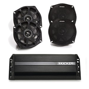 Kicker Motorcycle 5.25 Inch Speakers (2 pair) with Kicker 300 watt 4 channel Power sports amplifier - 1 of 4