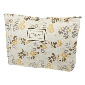 Unique Bargains Women's Portable Canvas Makeup Bag White Yellow 1 Pc - 1 of 4