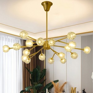 BAOURE Modern Sputnik Chandelier 18 Light, 47 in Mid Century Gold Ceiling Light Fixture with Crystal Globe Shade for Dining Room Kitchen Living Room - 1 of 4