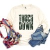 Touch Down Block Distressed - Women's Garment Dyed Long Sleeve Graphic T-Shirt - 2 of 4