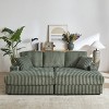 KWPZQEB 84'' Modern Sofa, Comfy Cloud Couch with 2 Ottoman & 2 Pillows, Deep Seat Corduroy 3 Seat Sofa for Living Room - 2 of 4
