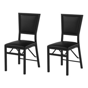 ADILE Folding Chairs Set of 2, Dining Chairs with Padded Seats, Black - 1 of 4