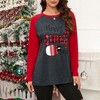 Merry Christmas Sweatshirts For Women Pattern Cute Long Sleeve Raglan Baseball Pullover Top - image 2 of 4