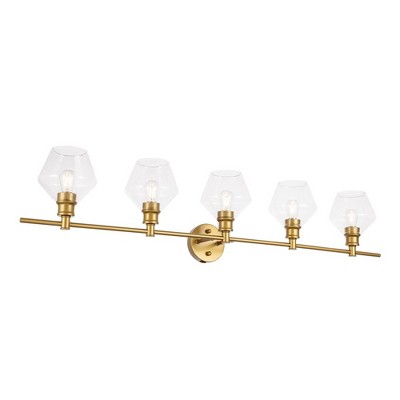 Gene 5-Light Brass and Clear Glass Wall Sconce