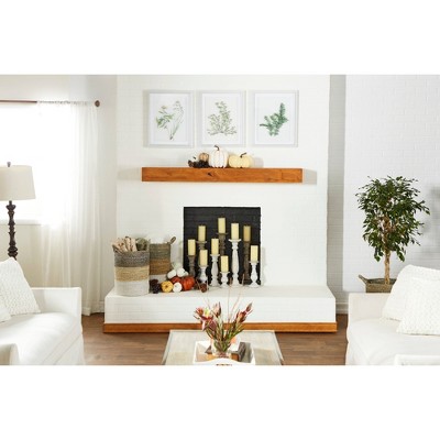 Set of 3 White Distressed Wood Pillar Candle Holders