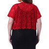 Agnes Orinda Women's Plus Size Short Sleeve Open Front Crochet Lace Allover Cropped Cardigan - 4 of 4