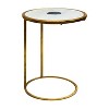 The Urban Port 20" Round Side End Table White Marble Top with Blue Agate Stone Inlay Gold Foil Finish Iron Frame White/Gold - 2 of 4