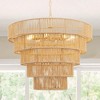 YANSUN 5-Tier 8-Light Farmshouse Antique Brass Boho Chandelier with Handwoven Rattan Shade for Kitchen, E12 No Bulbs Included - 2 of 4