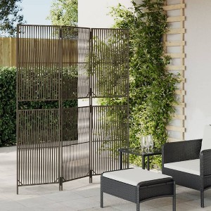 vidaXL Room Divider 3 Panels Gray Poly Rattan - 1 of 4