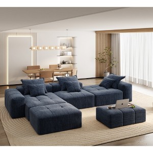 Oversized 184.25" Sparkling Chenille Tufted Modular Sectional Sofa with 6 Pillows, No Assembly and 6 PCS DIY Combination - 1 of 4