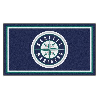 MLB Seattle Mariners 3'x5' Cross Logo Plush Area Rug - Navy