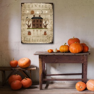 Thankful for Thy Grace Rustic Canvas Print 16x20