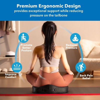 Ergonomic Black Memory Foam and Gel Seat Cushion with Mesh Cover