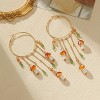 Colorful Boho Tassel Hoop Earrings Mushroom Leaves Dangle Earring for Women - 3 of 4
