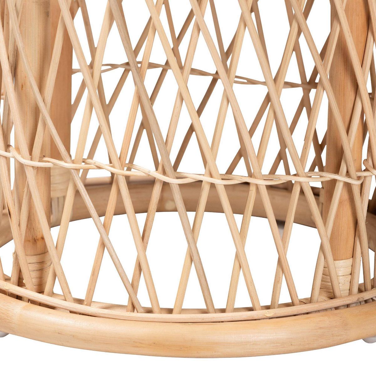 bali & pari Junius Natural Rattan Ottoman Footstool: Handcrafted, Bohemian, No Assembly Required - thumbnail 3