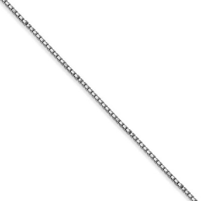 Black Bow Jewelry 1mm, 14k White Gold, Box Chain Necklace