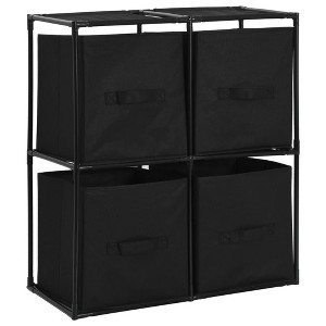 vidaXL Modern Black Storage Cabinet with 4 Fabric Baskets - 24.8"x11.8"x28" Steel Frame Sideboard - Portable and Versatile Home Décor - 1 of 4