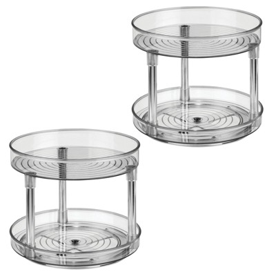 mDesign 2 Level Food Storage Lazy Susan Turntable, 9" Round, 2 Pack