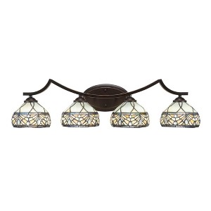 Toltec Lighting Zilo 4 - Light Vanity in  Dark Granite with 7" Royal Merlot Art Glass Shade - 1 of 1