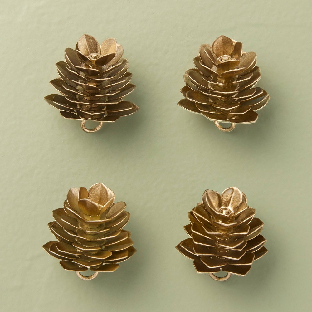 Hearth & Hand with Magnolia 4ct Brass Pinecones Christmas Gift Toppers - Hearth & Hand™ with Magnolia