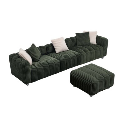 Modern Upholstered Sofa Chair with Ottoman, Three-Seater Couch for Lounging, Small Spaces and Accent Seating – The Pop Home